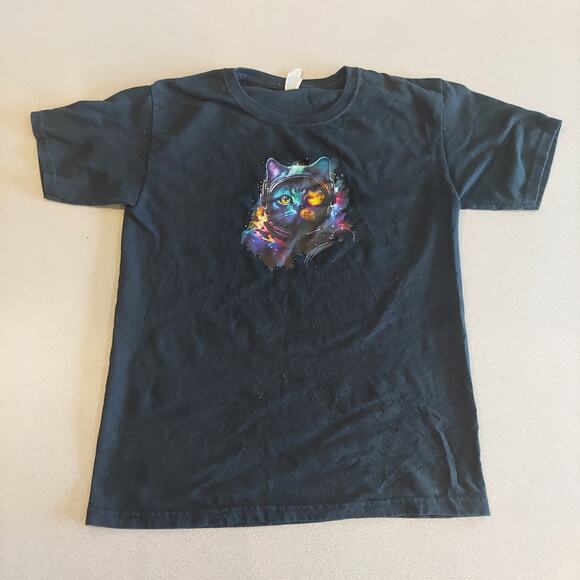Jerzees Dri Power Shirt Youth Large Multicolor Space Cat Short Sleeve Tee - Picture 2 of 6